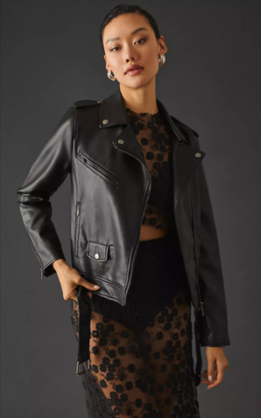 Anthropologie Avec Les Filles Black Moto Jacket Biker Style - Size M 8-12